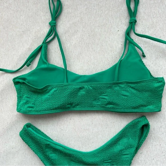 NEW full bikini set green floral swimwear with adjustable straps - Picture 7 of 12